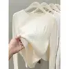 Suéter base de malha amarela leitosa com gola redonda para mulheres outono inverno, suéter de malha trançada fashion para usar por dentro ou por fora, top solto