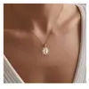 Amazon Transfronterizo Nuevo Collar Dorado Redondo de Rosa Moda para Niñas Elegante Temperamento Estilo Mid-Century Cadena para la Clavícula