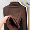 Camiseta Base Modal de Cuello Medio para Mujer Otoño e Invierno 2025 Ajustada Elástica de Manga Larga Capa Base Blanca