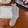 Meias de cano médio estilo ballet série miu para primavera e outono com laço para meninas, meias longas folgadas estilosas e que afinam o visual, estilo academia JK