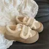 Tênis Casuais de Moda Quentes Novos com Forro de Lã, Aumento de Altura, Sola Grossa, Outono e Inverno 2025, Velcro, Tênis de Nicho