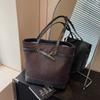 Bolso de cubo informal con contraste de moda para mujer, mochila multifunción de otoño e invierno 2024, bolso de hombro de moda coreano