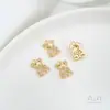 Colgante de Zirconia Chapado en Oro de 14 Quilates que Conserva el Color, Perrito Gato Oso Abeja de Dibujos Animados, Serie Animales DIY, Colgante Hecho a Mano