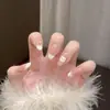 Desenhos animados fofos usando pedaços de unhas blush gradiente francês nail art patch livrinho vermelho explosões menina fofa pedaços de unhas pré-fabricados