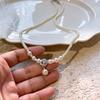 Collar de Perlas de Aguamarina Micro-incrustado de Lujo Ligero Estilo Francés para Mujer, Temperamento Dulce, de Alta Gama, Versátil, Cadena para el Cuello, Cadena para la Clavícula