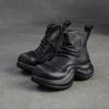 Jiezu 2025 Otoño e Invierno Nuevo Estilo Retro Estilo Británico Casual Botines Cortos Cremallera Lateral Modernos Versátiles y Cómodos Zapatos para Mujer