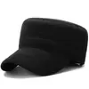 Gorra de Invierno Plana de Sarga de Lana Lisa, Gorro Cálido y Engrosado con Protección para los Oídos para Hombres Mayores, Gorro a Prueba de Frío para Exteriores para Personas de Mediana Edad y Mayores, Transfronterizo
