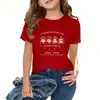 Comercio Exterior al por Mayor Transfronterizo Ropa Popular de Verano Camisetas para Niñas Mayores, Camisetas de Algodón Puro de Moda para Niñas de Manga Corta con Cuello Redondo