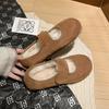 Sapatos Baotou Mary Jane Mao Quentes com Velcro 2025 Inverno Nova Moda Doce Botas de Neve tamanho grande Sapatos Femininos