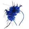 Chapéu de Chá Kentucky para Mulheres com Flores, Renda, Fita, Tiara de Pena e Presilha Peça de Cabeça para Chá de Bebê para Meninas
