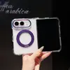 Adecuado para iPhone Duo: Funda de teléfono magnética transparente plegable con soporte giratorio, que ofrece protección premium contra caídas