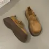 Sapatos casuais de algodão com sola grossa para mulheres, novo estilo outono 2026, mocassins retrô oversized, sapatos de algodão slip-on versáteis
