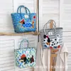 Bolsa Tejida de Perro de Dibujos Animados Retro Dopamina Cesta Tejida a Mano Bolso de Mano para Mujer Versátil para Viajes y Playa