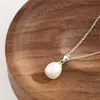 Collar Original Arvaleff de Plata de Ley S925 con Perla en Forma de Arroz Cadena para Clavícula Moda Transfronteriza Simple Chapado en Oro Blanco