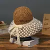 Chapéu de Palha com Laço de Renda Coreano para Mulheres, Chapéu de Sol com Proteção Solar para Sessão de Fotos na Praia de Verão, Chapéu de Sol de Palha, Chapéu de Praia