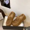 Zapatos de algodón cálidos para otoño e invierno, forro de felpa, cuero esmerilado retro, mocasines casuales para mujer, suela suave, 2026, zuecos de abuela, estilo bosque