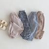 Pantalones delgados de primavera y verano a prueba de mosquitos para niñas, pantalones harem holgados y cómodos para niños, pantalones jogger a la moda con estampado a cuadros y rayas para bebé