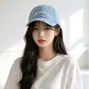 Gorra de béisbol de mezclilla retro americana para mujer con bordado de letra tridimensional, copa suave, gorra de pico versátil, sombrero para el sol para hombre
