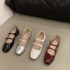 Zapatos Mary Jane rojos de tacón grueso de cuero pequeño para mujer, zapatos de verano 2023, zapatos franceses para la noche, zapatos negros para primavera y otoño.