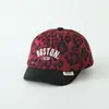 Gorra Infantil de Moda con Estampado de Leopardo Comercio Exterior Gorra de Béisbol para Bebé Niña con Forro de Felpa Gorra Sencilla de Pato con Letra Boston Cálida