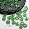 Serie de jade para decoración de uñas estilo chino: Hebilla de paz, jade verde lustroso con agujeros, decoración de uña de jade circular, adorno redondo de estilo chino