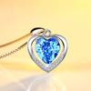 Colgante de Cristal Azul en Forma de Corazón, Colgante Corazón Eterno para Mujer, Colgante en Forma de Corazón Incrustado con Diamantes para Mujer