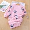 Pijama de flanela infantil inverno meninos roupas para casa meninas forro de lã terno quente bebê outono e inverno roupas infantis atacado