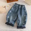 Jeans con forro de forro polar para niños, nuevos estilos de otoño/invierno, pantalones largos para niños, pantalones para niños pequeños y niños, pantalones casuales versátiles con forro de forro polar para bebé