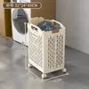 Cesto de Roupa Suja para Banheiro Doméstico Dobrável Cesto de Roupas Sujas Grande Capacidade Cesto de Armazenamento Móvel Armazenamento de Roupas Sujas