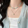 Collar de Cuentas Verdes para Mujer Lujo Accesible Gama Alta Nicho Cadena para Clavícula Apilada Nuevos Accesorios de Verano 2025