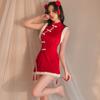 Pijama y Lencería Sexy Temáticos de Navidad Terciopelo Coreano Rojo Cuello Halter Sexy Uniforme de Chica Conejita Conjunto Colección 1881