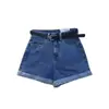 Shorts Feminino Estilo Chique Estilo Coreano Solto Estudante Dobrado Pernas Largas Fino Emagrecedor Casual Cintura Alta Jeans Hot Pants para Verão