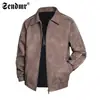 Chaqueta de Cuero Estilosa de Talla Grande para Motociclista para Hombre, Chaqueta de Otoño con Cuello Revatible, Abrigo Casual Holgado Versátil Retro de Moda para Hombre