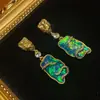 Bronce Antiguo Occidental Chapado 18k Oro Retro Viejo con Piedra Moteada de Imitación Diseño Asimétrico con Pedrería