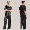 Pijama de Seda Helada Amazon para Mujer Verano Manga Corta Pantalón Largo Estilo Ropa de Casa Moda Femenina Traje Casual Holgado