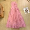 Vestido Spot Ilessis 3,5m Material Lyocell Rosa Pêssego Claro Cor Lisa Barra Larga Costas Abertas Alças Finas Estilo Fada