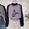 Suéter Pulôver Jacquard de Pônei Cartoon Novo Inverno 2025 Ano Novo Macio e Aconchegante Patchwork Color Block Gola Alta Raglan para Mulheres