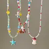 Vacaciones en la Playa Naranja Dopamina Estrella de Mar Collar de Cuentas de Colores Cadena de Cuello de Alta Gama para Mujer Cadena para Clavícula Accesorios de Verano