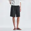 Pantalones Cortos Casuales de Seda Hielo Lyocell para Hombre, Estilo Veraniego Delgado, Color Sólido, Corte Holgado, Versátiles, Transpirables, de Pierna Recta a Media Pierna