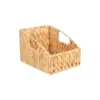 Cesta de Armazenamento Trançada com Alça de Grama de Cabacinha para Dropshipping Transfronteiriço Cesta de Armazenamento de Rattan com Borda de Flores Gabinete de Mesa de Centro