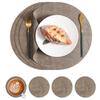 Jogo Americano Redondo de Couro com Padrão de Tecido Estilo Ins Nórdico, Jogo de Mesa à Prova d'Água e de Óleo, Base para Prato, Jogo Americano de Isolamento Térmico, Jogo Americano de Isolamento Térmico para Louças