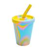 Copo de silicone com canudo de venda quente transfronteiriça anti-queda de silicone 280ml copo de silicone alto valor de cor resistente a altas temperaturas logotipo imprimível