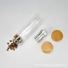 Copo de Cascalho de Cristal Natural com Tampa de Bambu Fundo Plano Malha de Filtro Tampa de Bambu Copo de Cascalho de Cristal Copo de Cristal DIY
