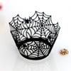 Borde de papel para pastel de calabaza de Halloween para el hogar transfronterizo, castillo hueco de encaje de telaraña negra al por mayor