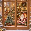 Pegatinas de Navidad, ambiente cálido de invierno, copos de nieve, pegatinas electrostáticas de muñeco de nieve para vidrio, renos de dibujos animados, Papá Noel