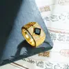 Nuevo anillo de oro arena abierto con incrustaciones de diamantes europeos y americanos transfronterizos Amazon Ebay anillo grande de hombre con circonita bañada en oro y cobre al por mayor