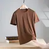Nova Camiseta Masculina Lisa de Seda de Manga Curta Verão 2026, Camiseta de Manga Curta com Gola Redonda, Cor Sólida Gola Redonda Meia-Manga