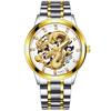 Reloj Calendario Dragón Estilo Chino con Incrustaciones de Diamantes de Comercio Exterior, Reloj No Mecánico, Reloj para Hombre con Relieve de Oro con Tótem de Dragón y Esfera Grande