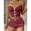 Pantalones Cortos con Tirantes de Nuevo Estilo, Conjunto Sexy de Seda de Leche Estampada Multicolor con Lazo, Fábrica de Ropa Cómoda para el Hogar