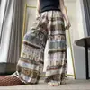 Pantalones de pijama de algodón y seda para casa de verano, longitud de nueve puntos, talla grande, pantalones casuales holgados a cuadros para casa, cómodos 05